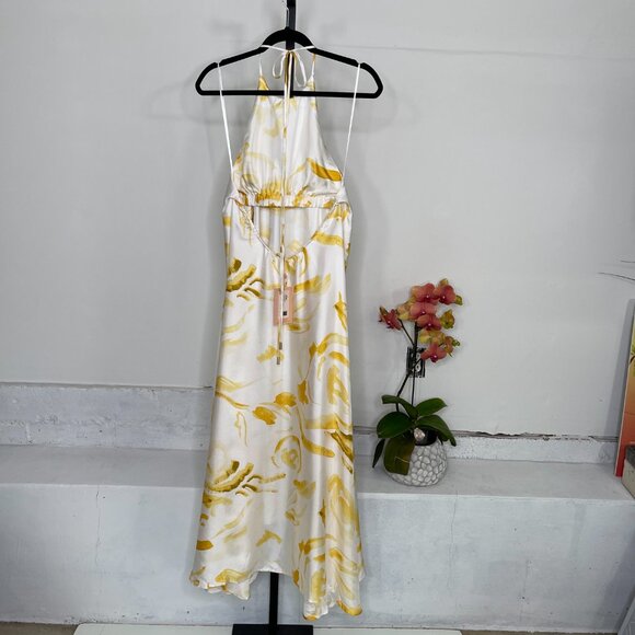 NWT Cult Gaia Womens Yellow Multicolor Chelsea Floral Silk Midi Dress Size M - Picture 3 of 14